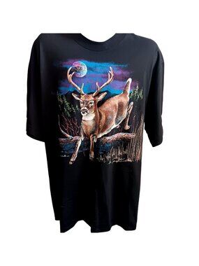Vintage Single Stitch T-shirt XL 1994 Hazelwoods Deer NWOT NEW Deadstock Nature